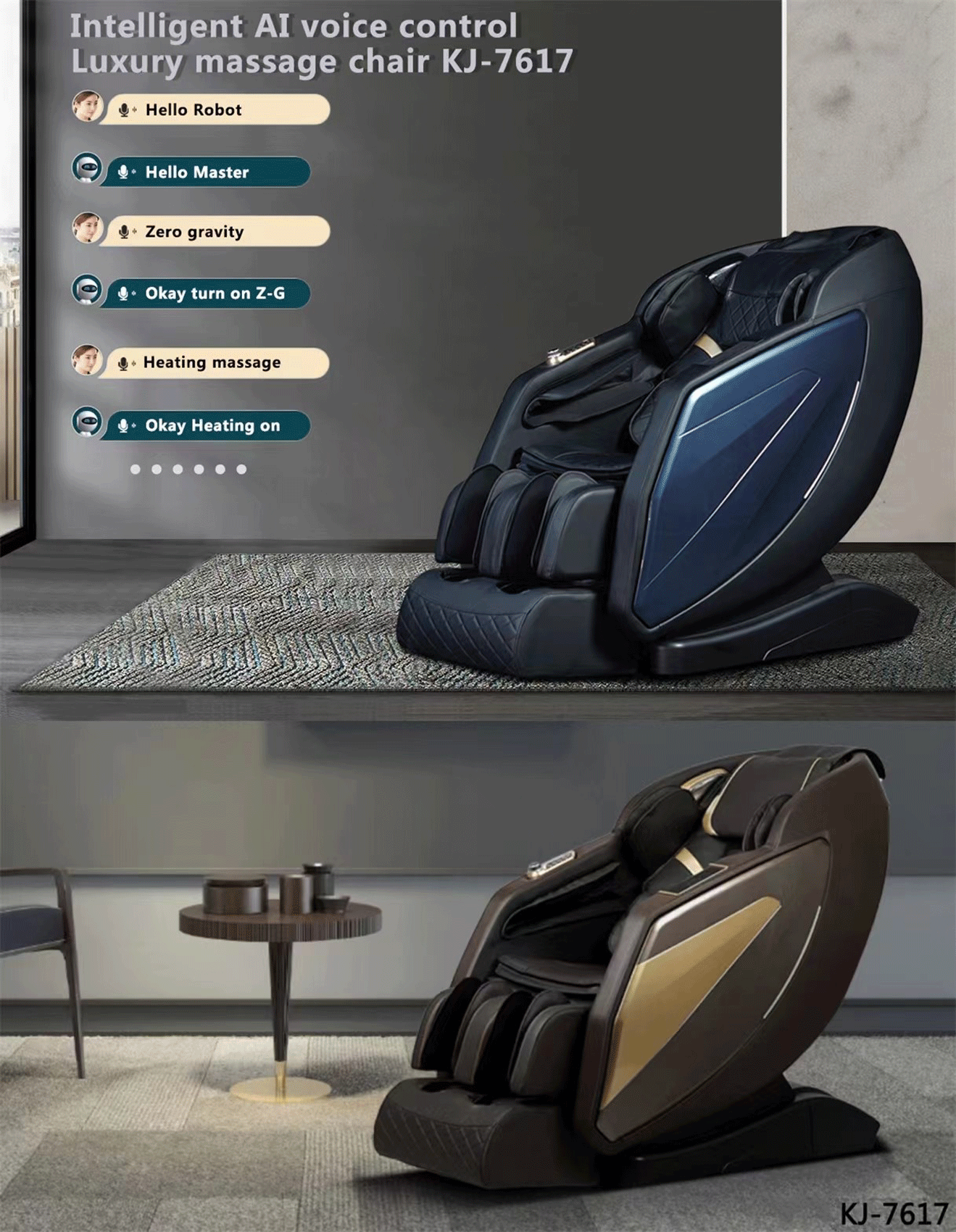 Living Room Furniture Sofas Loveseats and Chairs KJ-7617 Intelligent AI voice control Massage Chair
