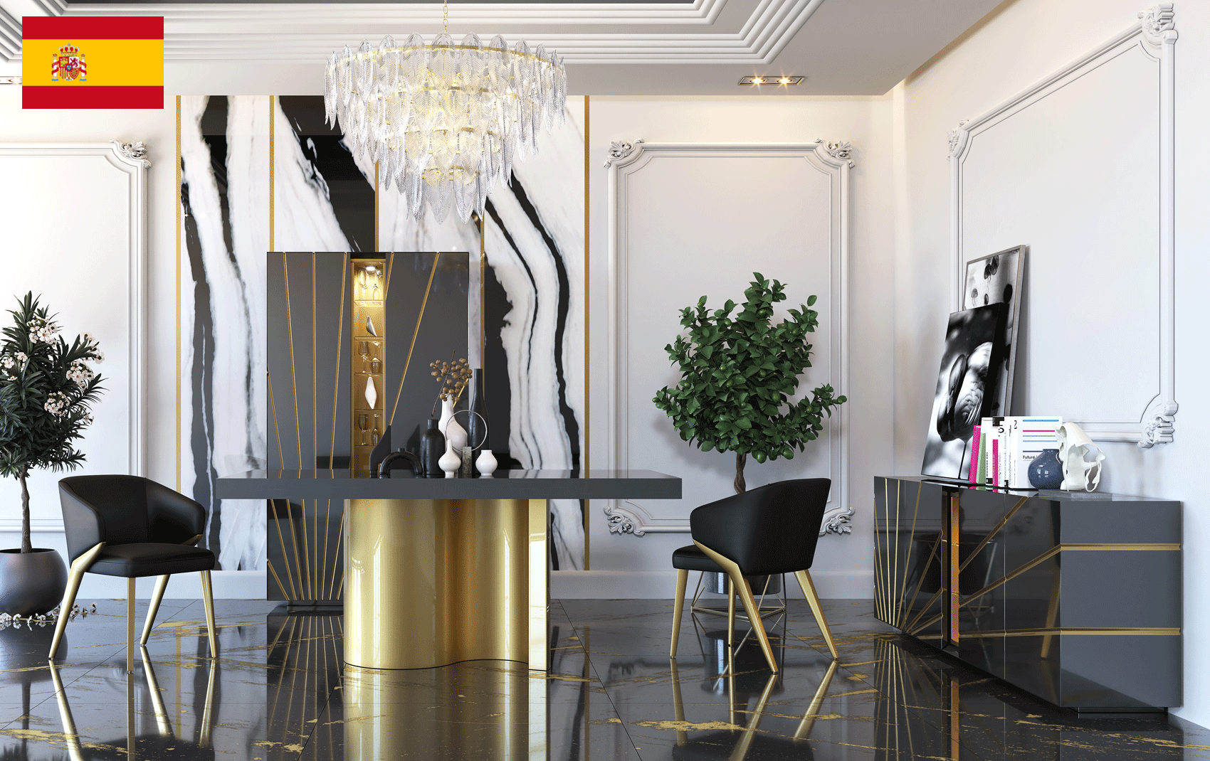 Wallunits Hallway Console tables and Mirrors Oro Black Dining room