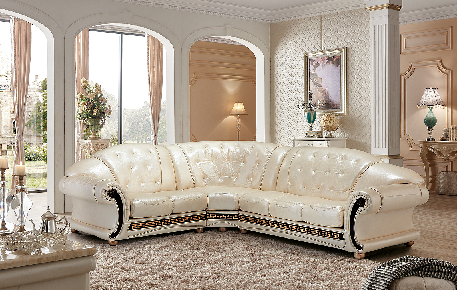 Living Room Furniture Sofas Loveseats and Chairs Apolo Sectional Pearl
