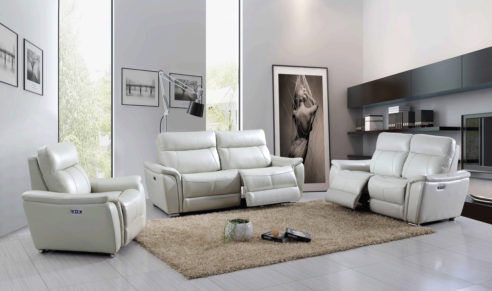 Brands WCH Modern Living Special Order 1705 Light-Grey with Electric Recliners