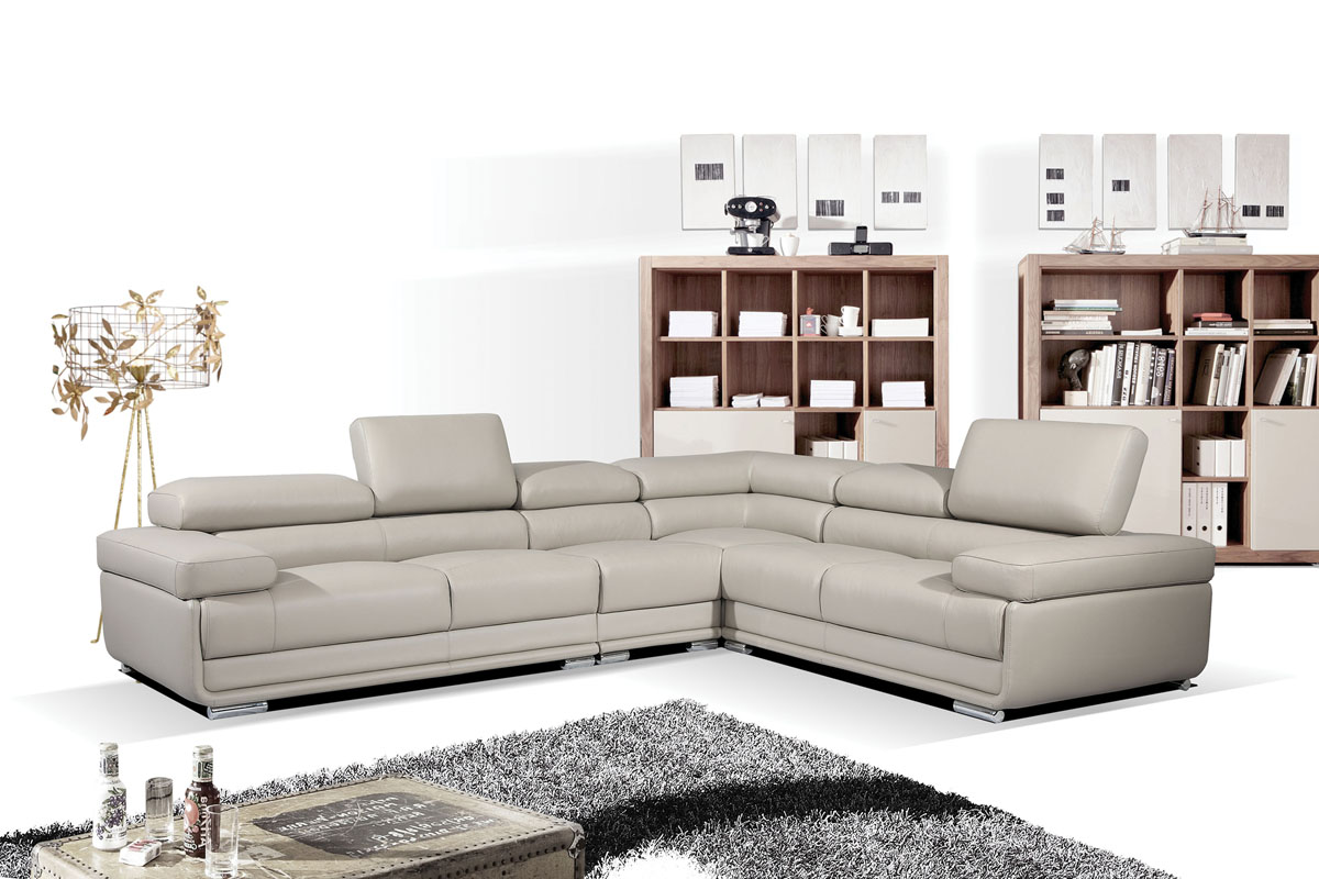 Living Room Furniture Reclining and Sliding Seats Sets 2119 Sectional Light Grey