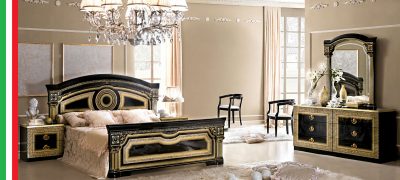 Bedroom Furniture Classic Bedrooms QS and KS Aida Bedroom Black w/Gold, Camelgroup Italy