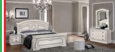 Bedroom Furniture Classic Bedrooms QS and KS Aida Bedroom, White w/Silver, Camelgroup Italy