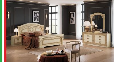 Bedroom Furniture Classic Bedrooms QS and KS Aida Ivory Bedroom w/Gold, Camelgroup Italy