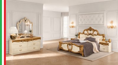 Bedroom Furniture Classic Bedrooms QS and KS Barocco Ivory w/Gold Bedroom