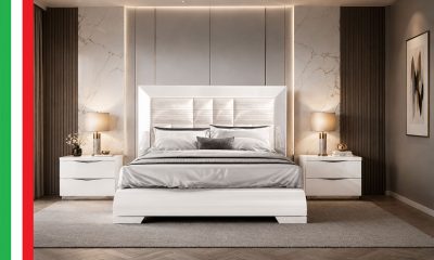 Modern Bedrooms QS and KS Carmen Bed with Onda Nightstands