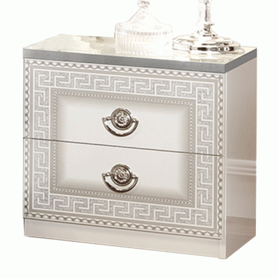 Aida White-Silver Nightstand