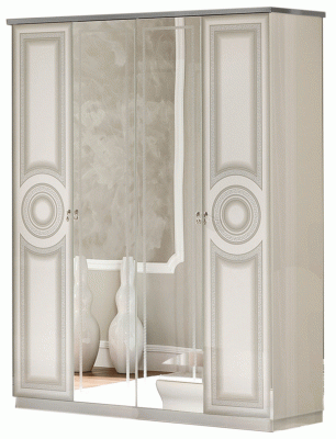 Aida White/Silver 4 Door Wardrobe