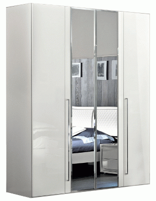 Dama Bianca 4 Door Glass Doors Wardrobe White