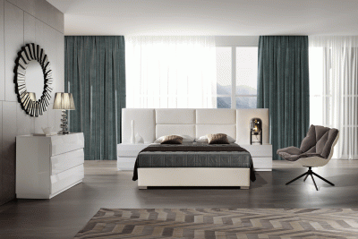 Brands Dupen Modern Bedrooms, Spain 851 Sara Bed w/Wings, M-152, C-152, E-100, DC-506, YP440-N