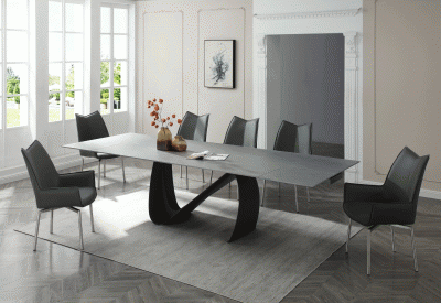 Dining Room Furniture Kitchen Tables and Chairs Sets 9087 Table Dark grey with 1218 swivel dark grey chair
