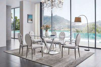 ZZ Dining Table with 110 White Chairs