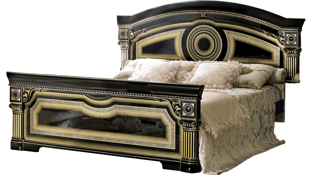 Bedroom Furniture Nightstands Aida Bed Black w/Gold