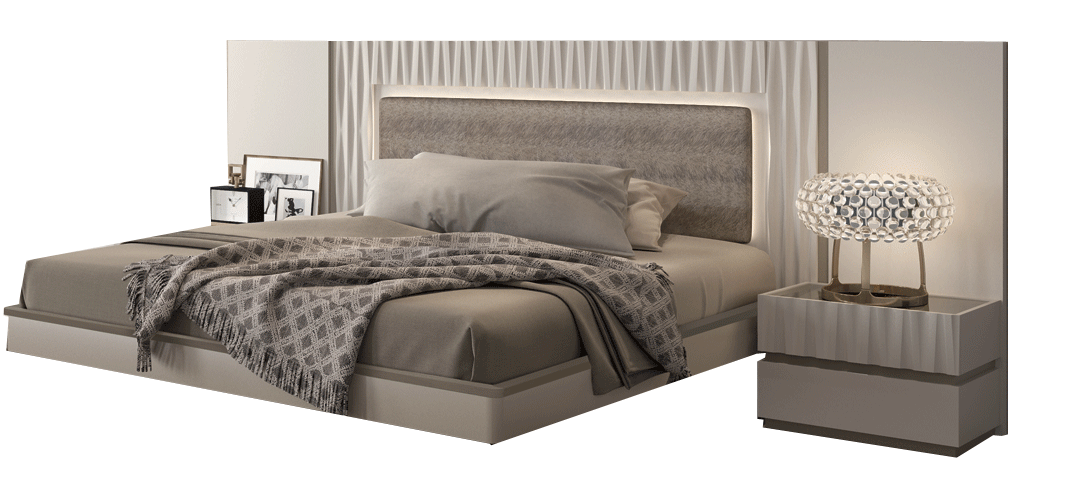 Bedroom Furniture Modern Bedrooms QS and KS Marina Taupe Bed