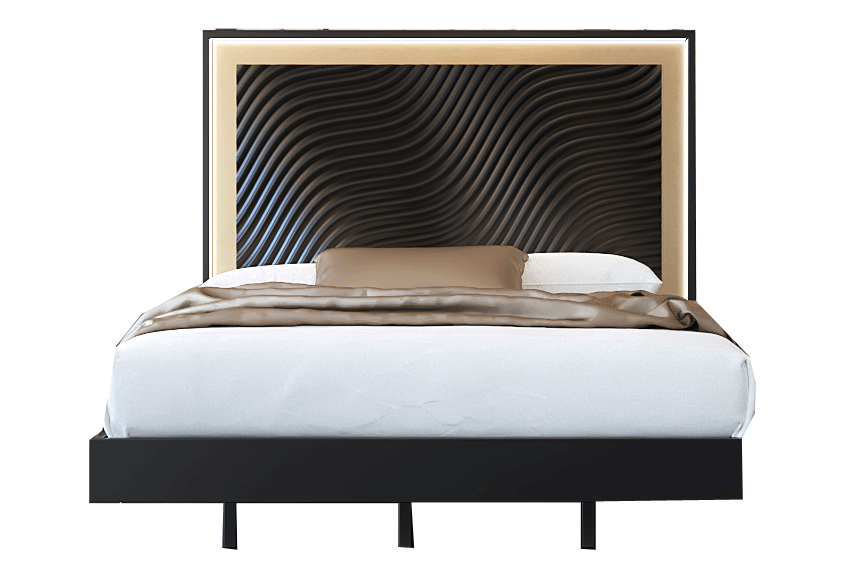Brands Franco Furniture New BELLA Vanity Chest Wave Bed Dark grey