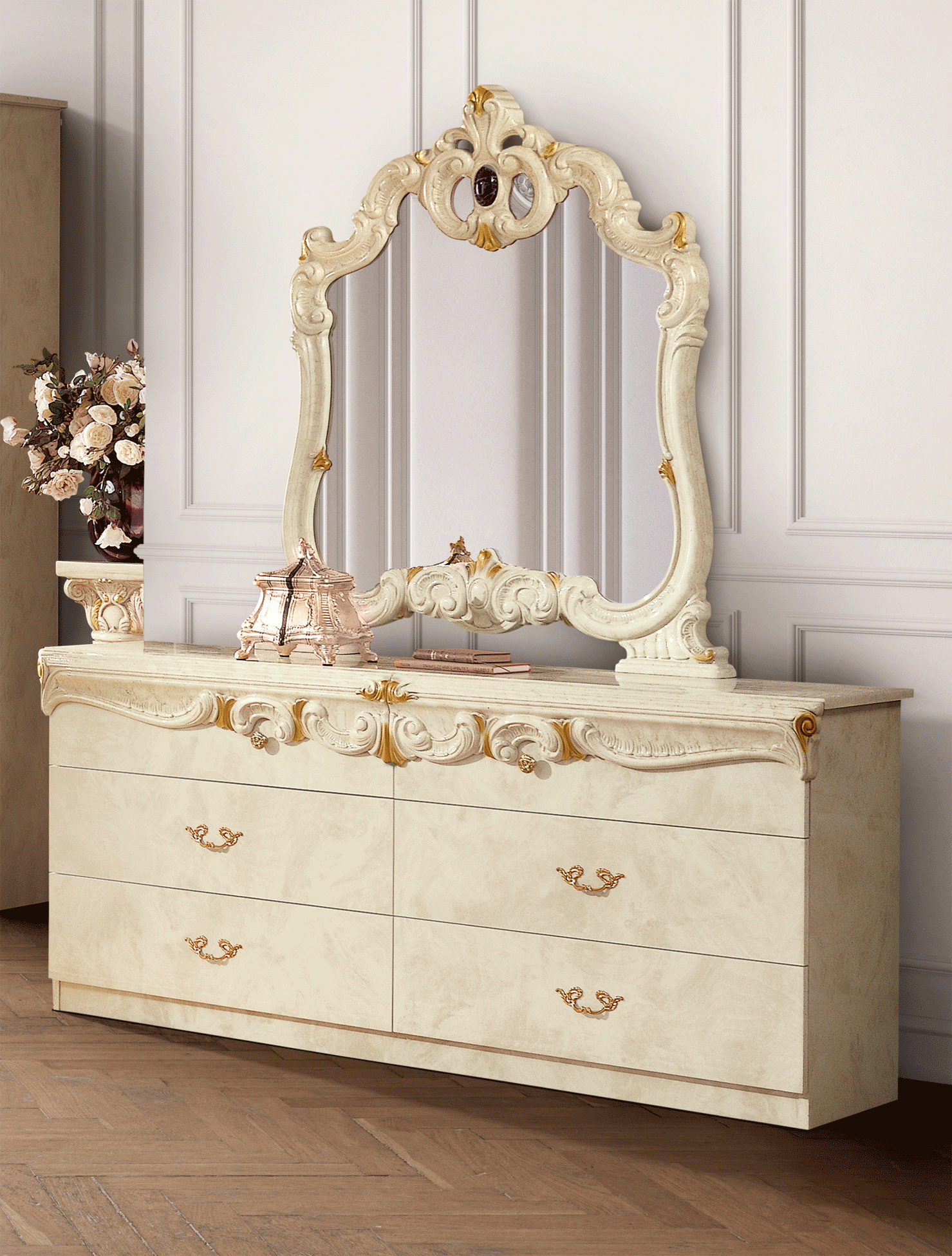 Bedroom Furniture Mirrors Barocco Dressers IVORY