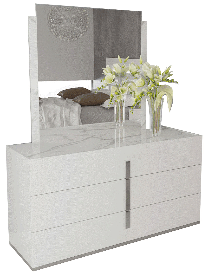 Brands Status Modern Collections, Italy Carrara White Dresser/Mirror