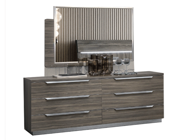 Bedroom Furniture Modern Bedrooms QS and KS Kroma Double Dresser GREY