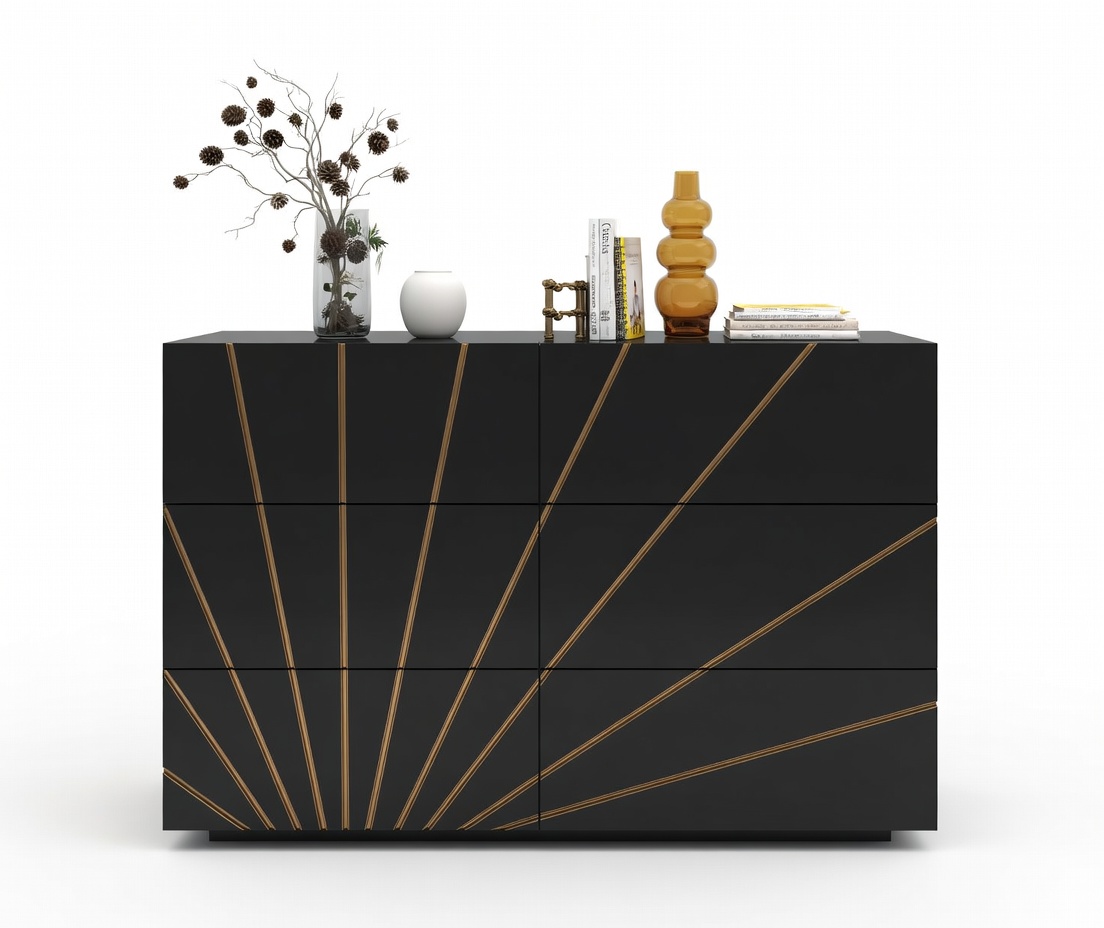 Clearance Bedroom Oro Black Double Dresser