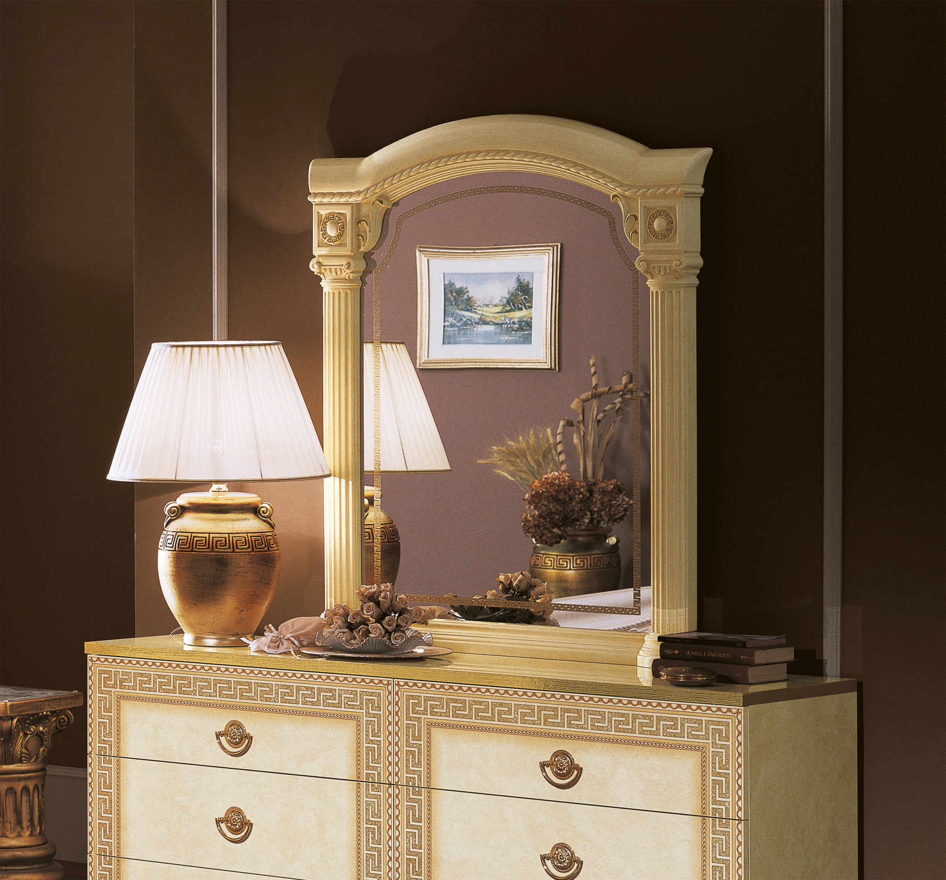 Bedroom Furniture Beds with storage Aida Ivory mirror for Dresser/Vanity/Buffet