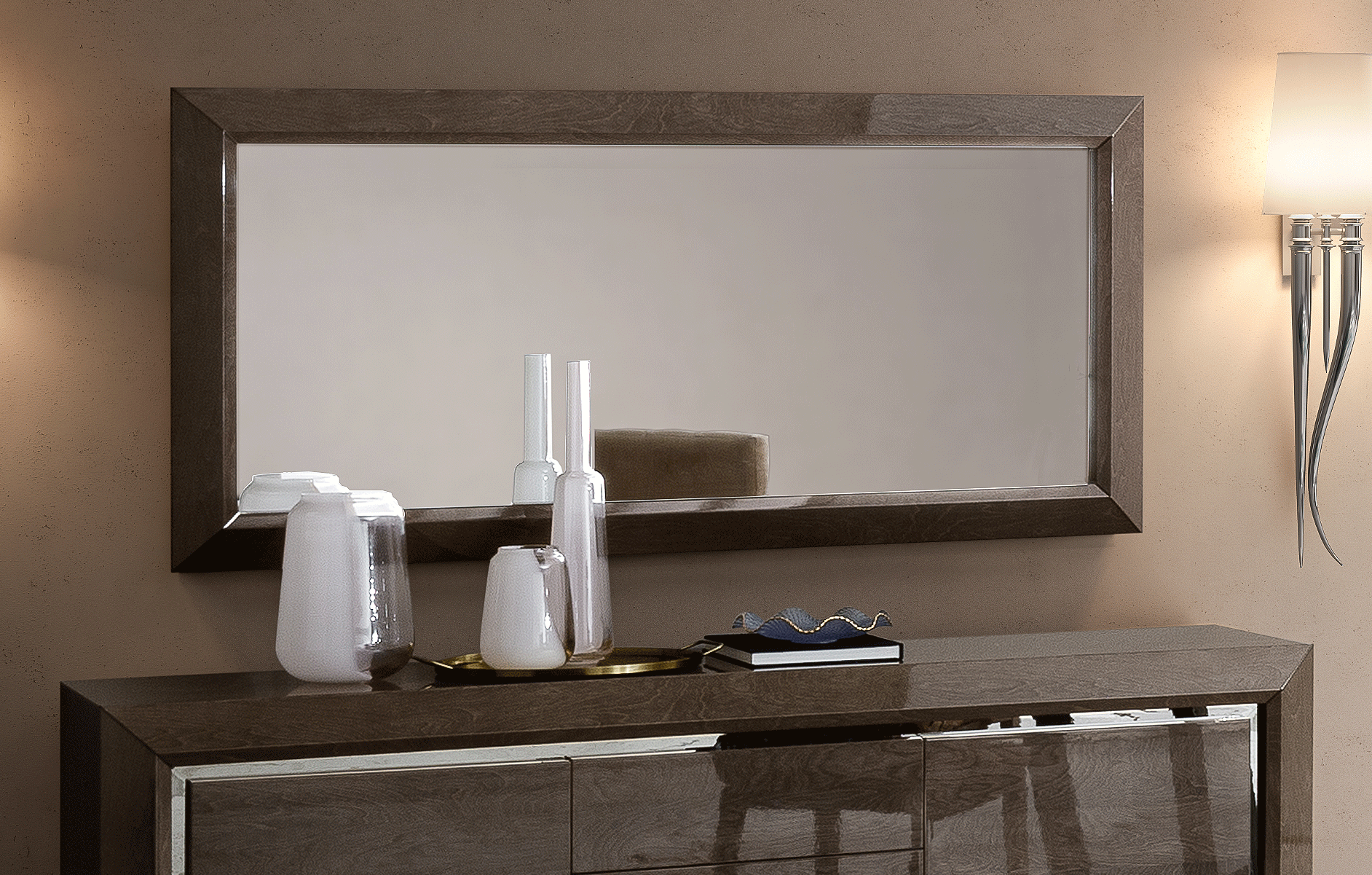 Wallunits Entertainment Centers Elite SILVER mirror for buffet