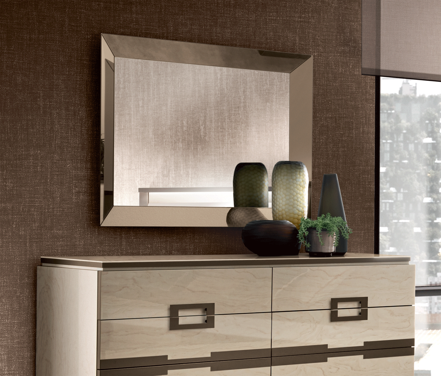Bedroom Furniture Modern Bedrooms QS and KS Poesia mirror for Dressers