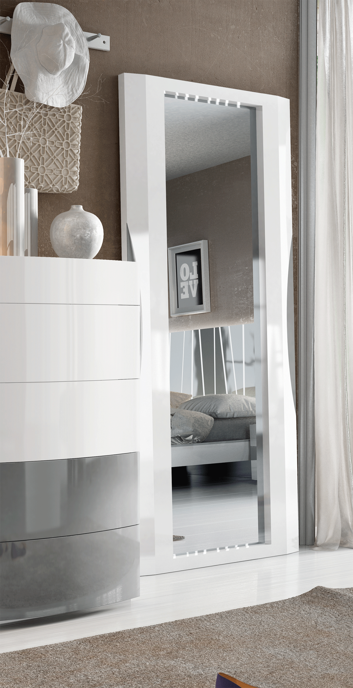 Bedroom Furniture Modern Bedrooms QS and KS Ronda standing mirror