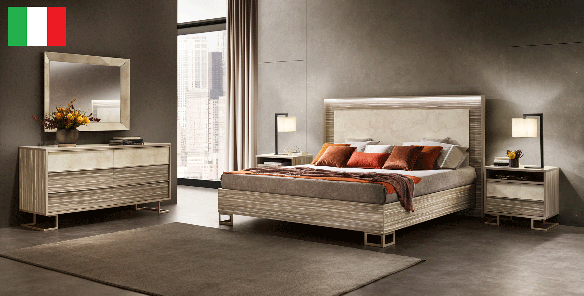 Bedroom Furniture Classic Bedrooms QS and KS Luce Light Bedroom w/ Light