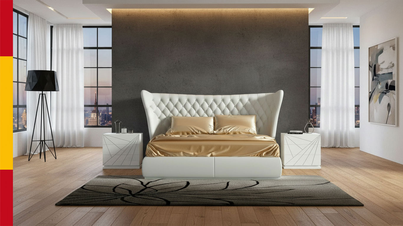 Bedroom Furniture Modern Bedrooms QS and KS Miami Bed with Avanty Nightstands