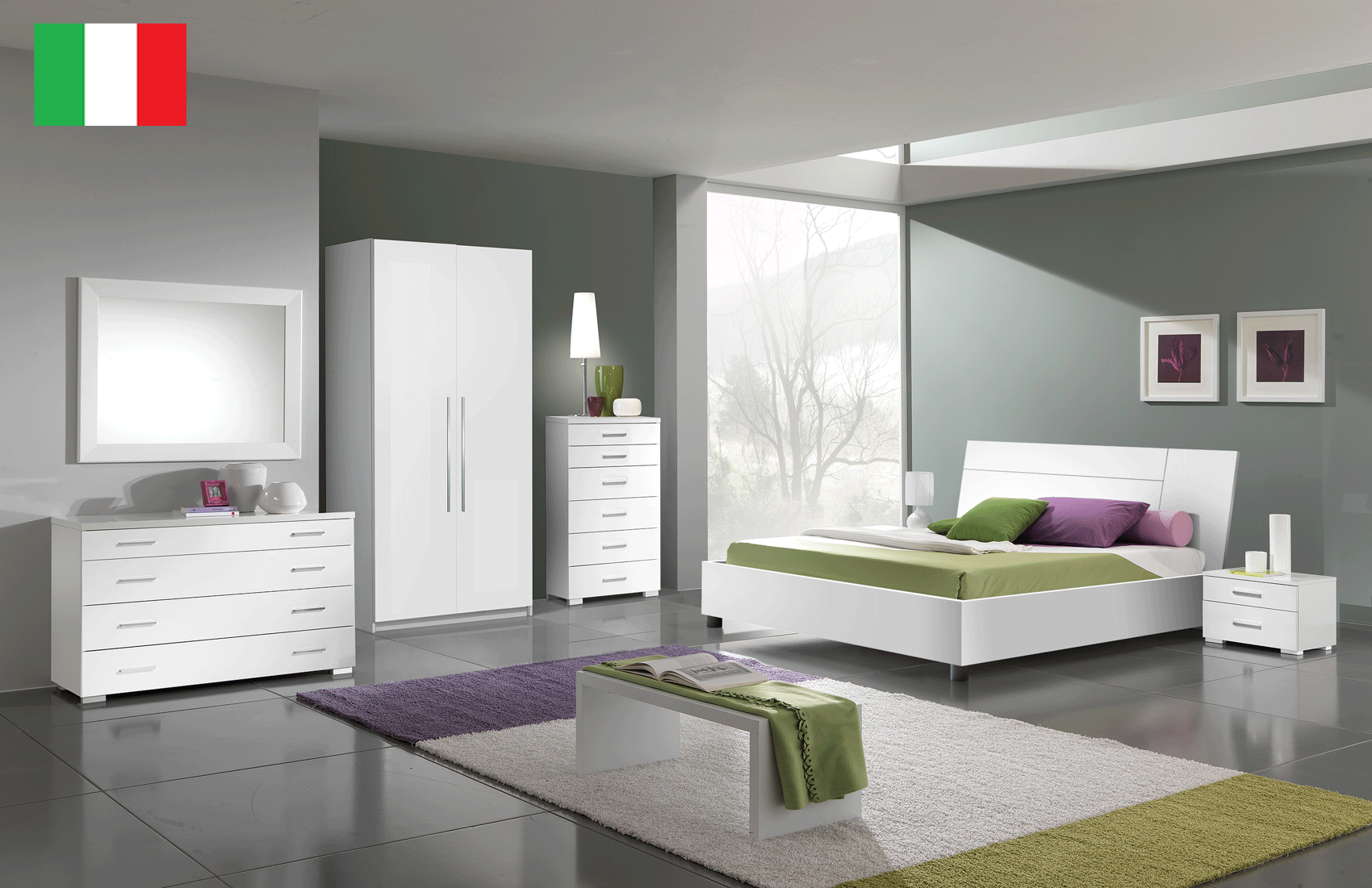 Brands Gamamobel Bedroom Sets, Spain Panarea Bedroom White W/ momo cases