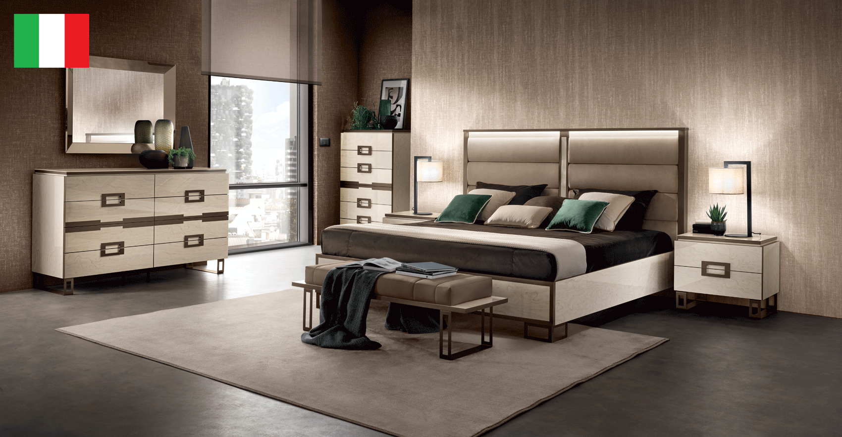 Bedroom Furniture Beds Poesia Bedroom w/ Light