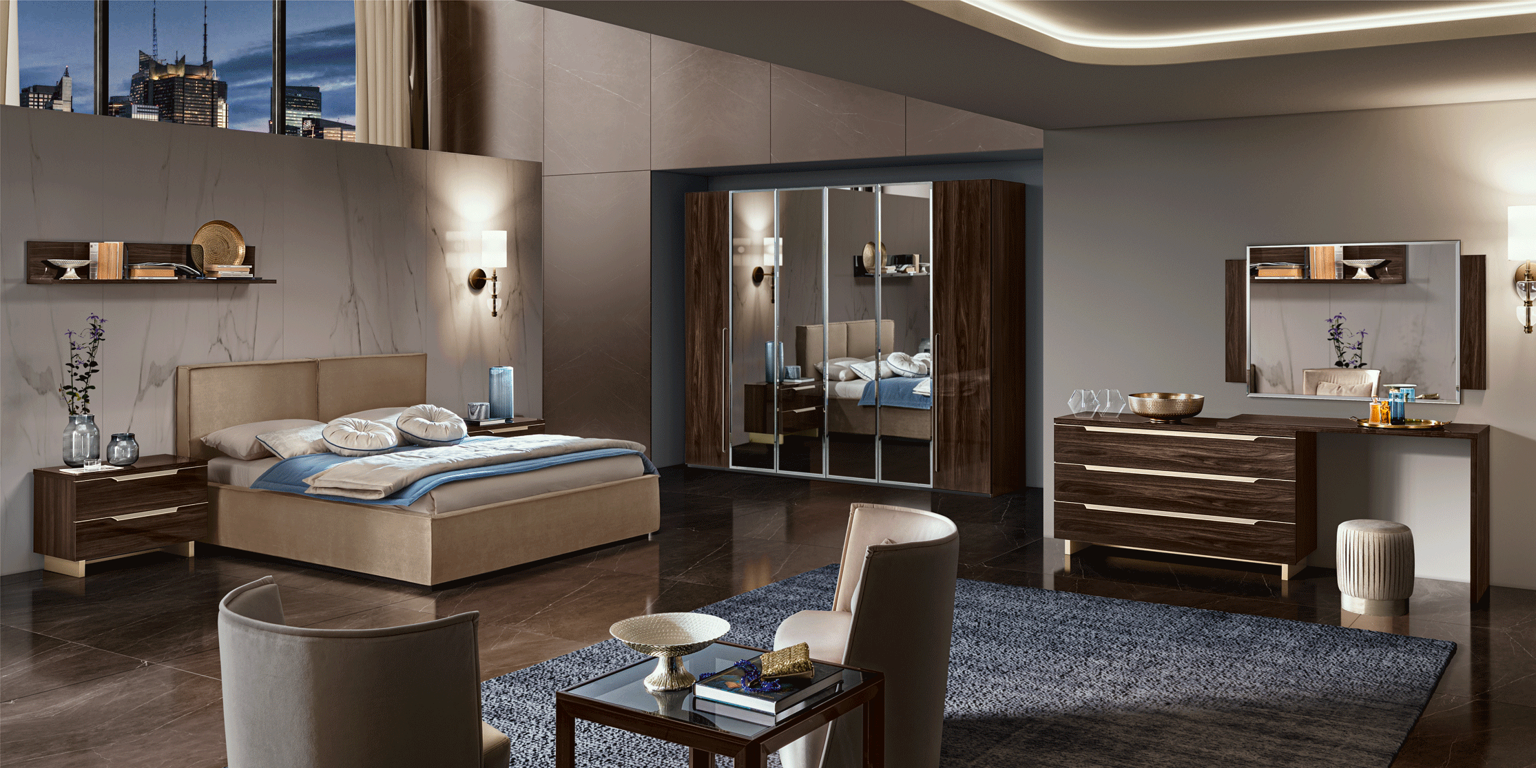 Bedroom Furniture Nightstands Smart Bedgroup Walnut Additional items