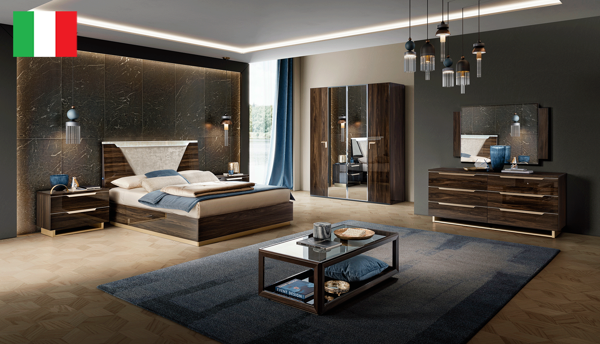 Wallunits Hallway Console tables and Mirrors Smart Bedroom Walnut by Camelgroup – Italy