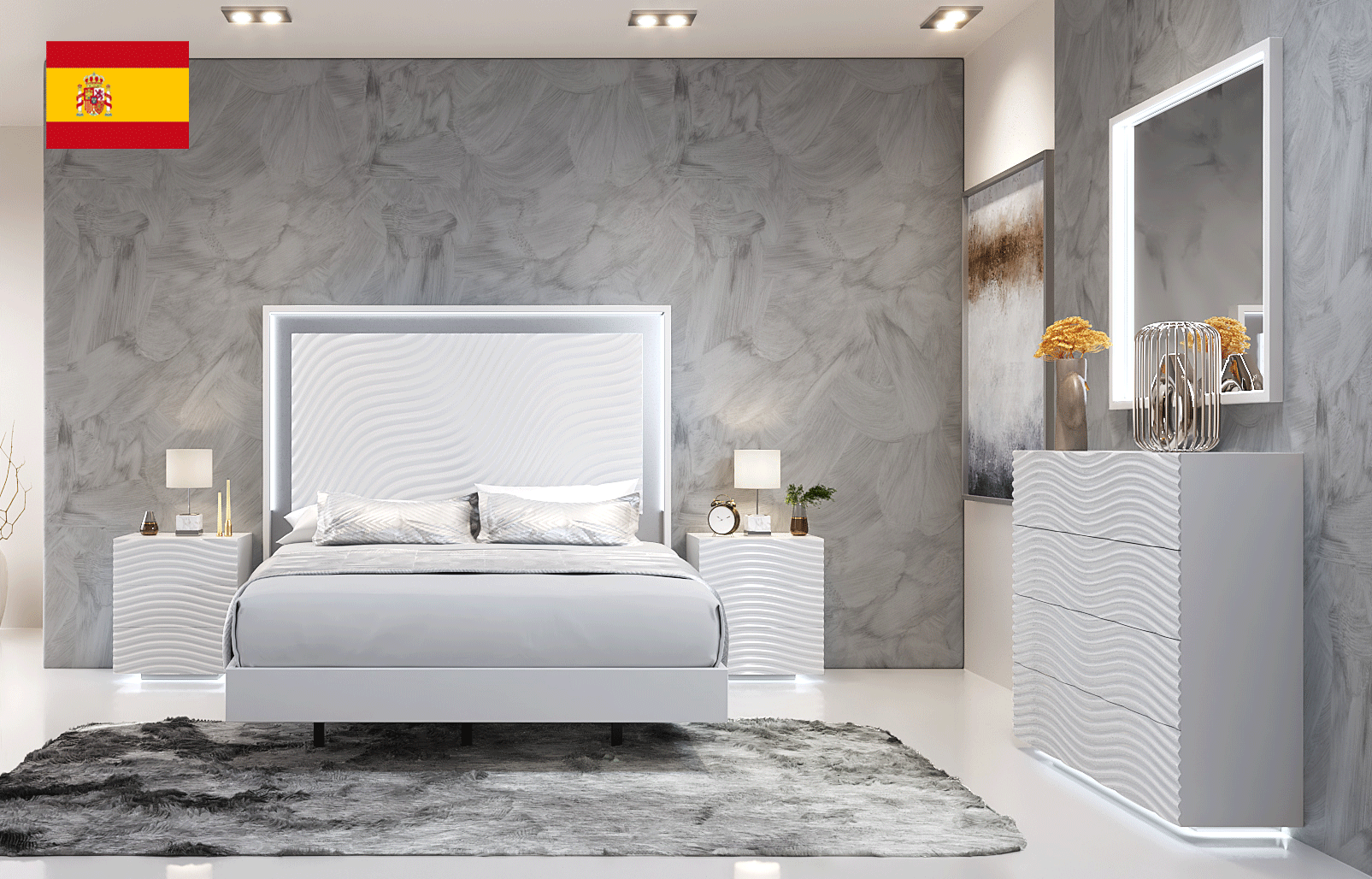 Bedroom Furniture Beds with storage Wave Bedroom White