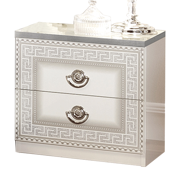 Brands Camel Classic Collection, Italy Aida White-Silver Nightstand