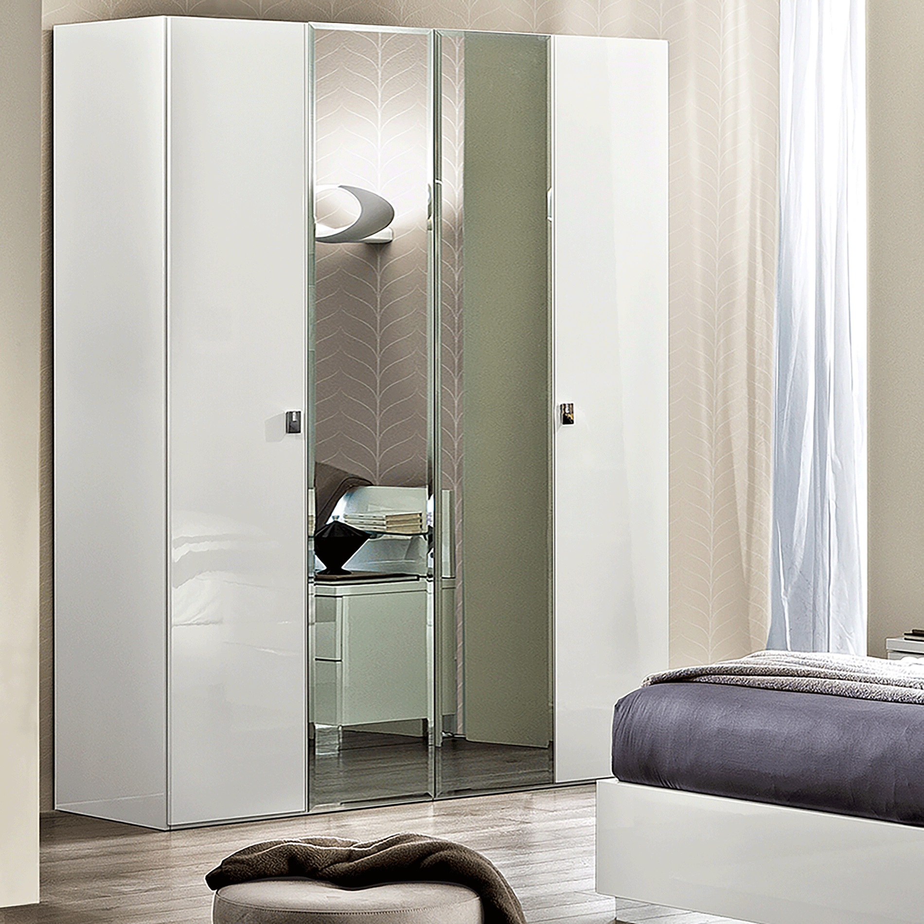 Bedroom Furniture Beds with storage Onda 4 Door Wardrobe White