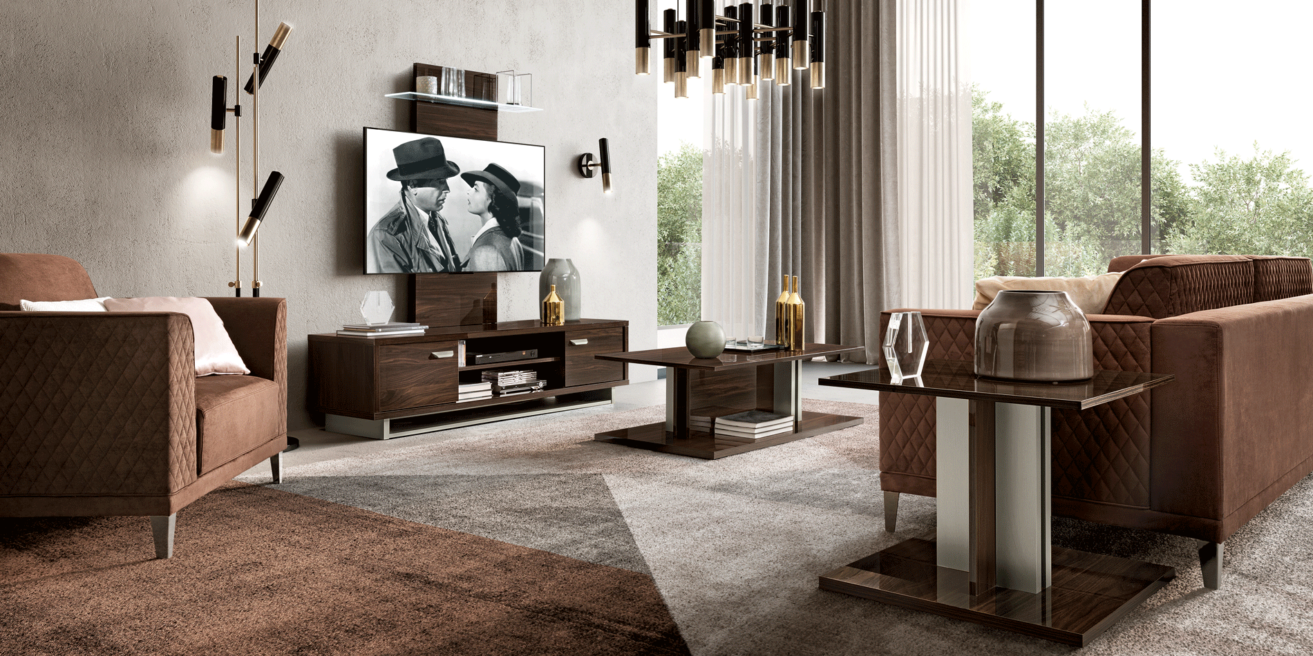 Brands Camel Modern Living Rooms, Italy Volare Entertainment center Dark Walnut/Nickel Additional items