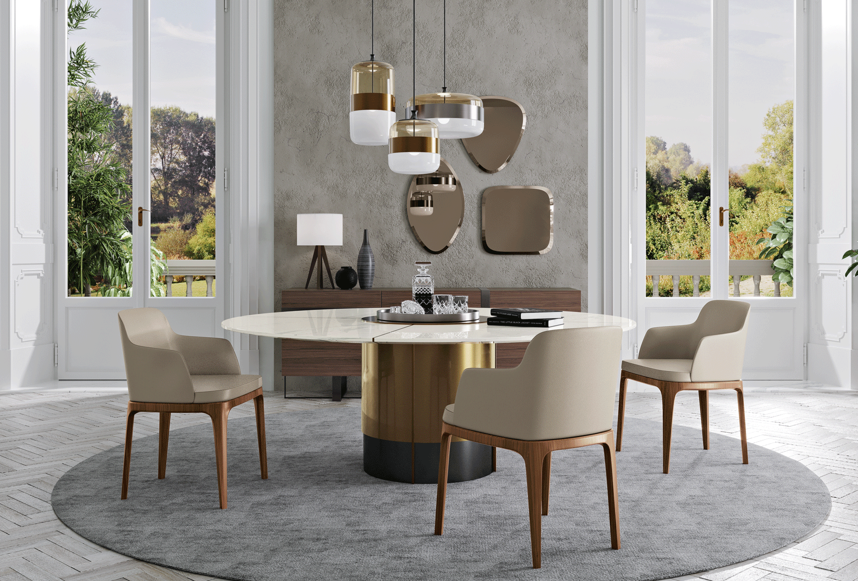 Dining Room Furniture Modern Dining Room Sets Leandro Dining Table with Sienna chairs