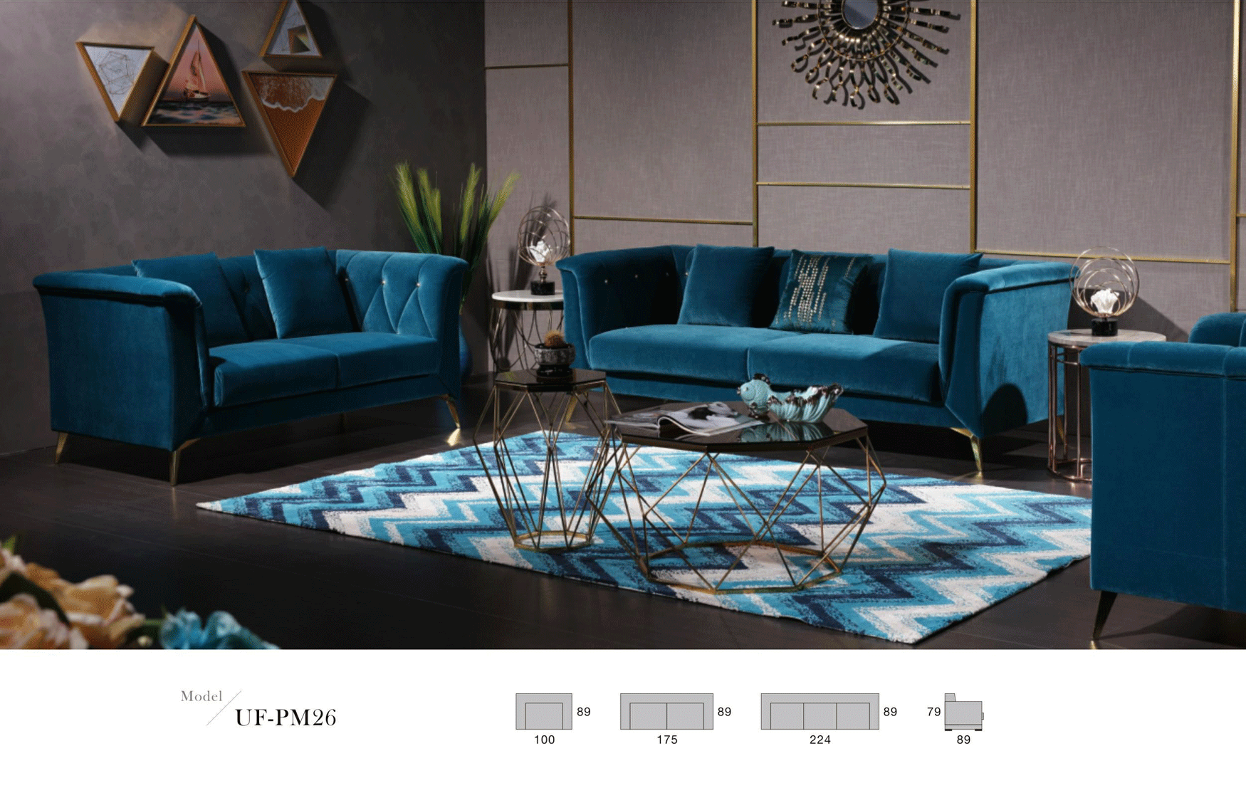 Brands Status Modern Collections, Italy PM26 LIVING ROOM SET FABRIC