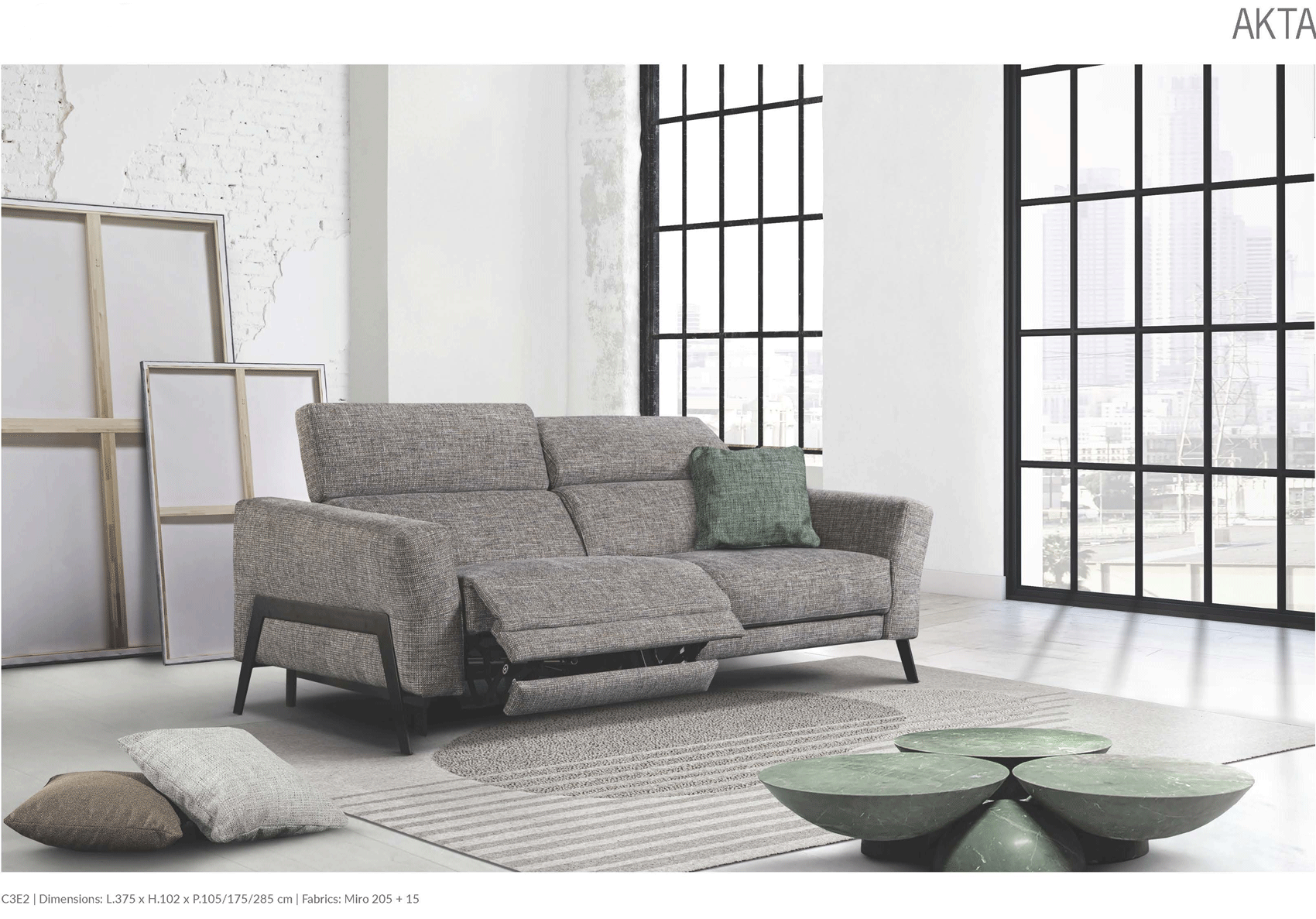 Brands Stella Collection Upholstery Living Akta Sofa w/Recliner