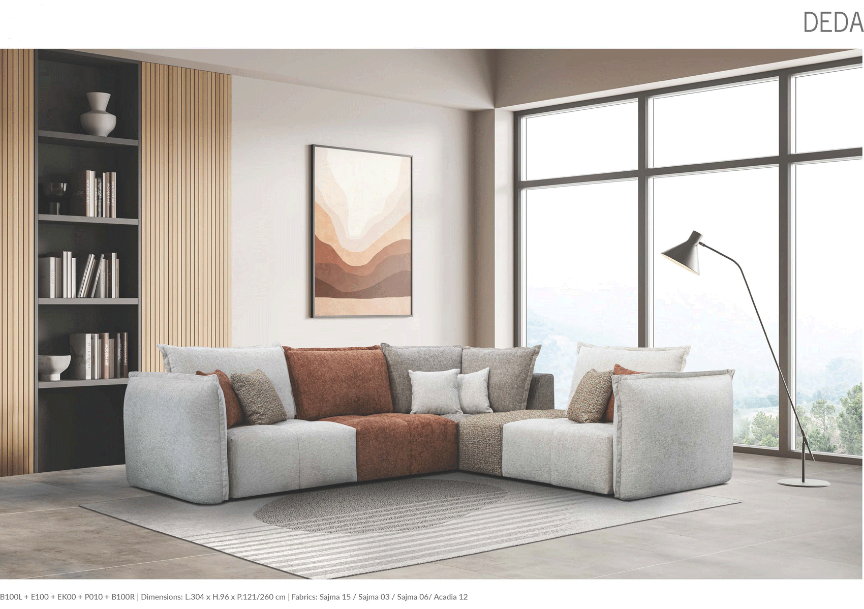 Living Room Furniture Reclining and Sliding Seats Sets Deda Sectional