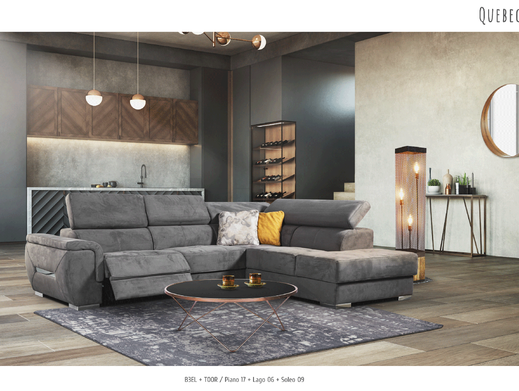 Brands Status Modern Collections, Italy Quebec Sectional w/recliner