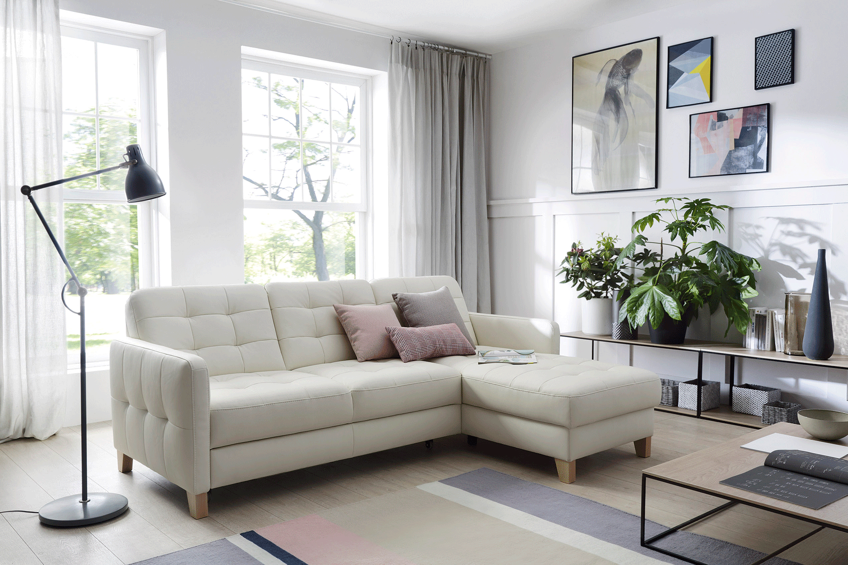 Brands Galla Leather Collection, Europe Elio Sofa w/Bed and Storage