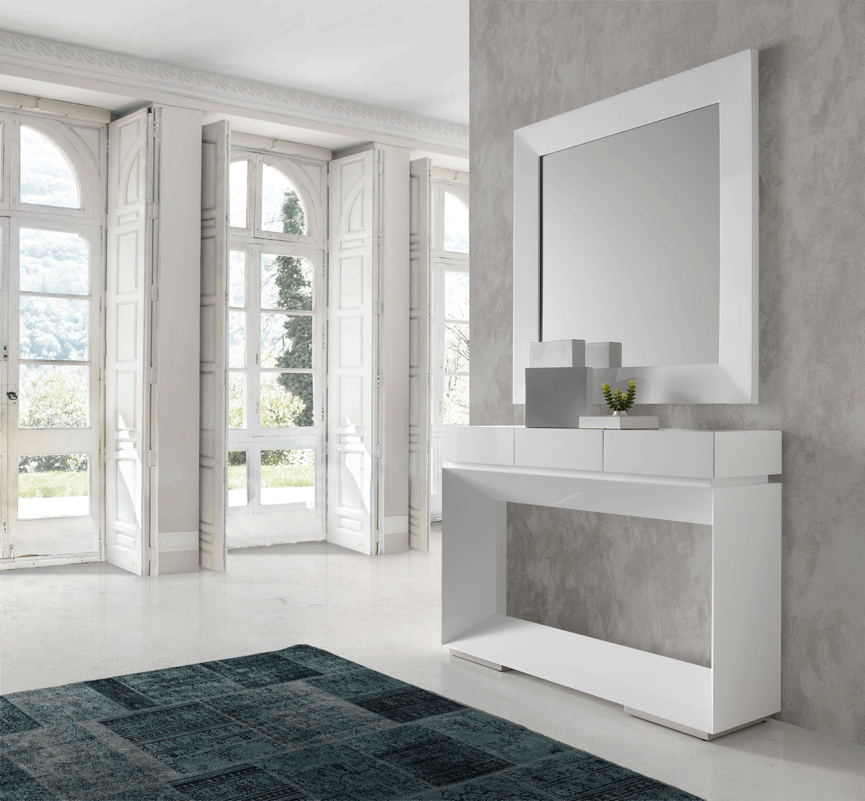 Brands Status Modern Collections, Italy Hole Mirror and Console