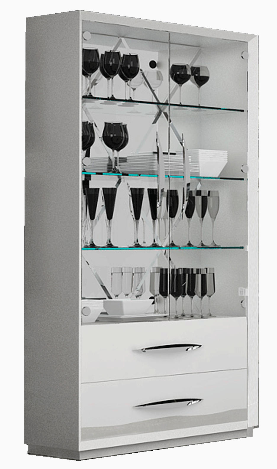 Brands Franco Kora Dining and Wall Units, Spain Carmen 2 Door Curio White