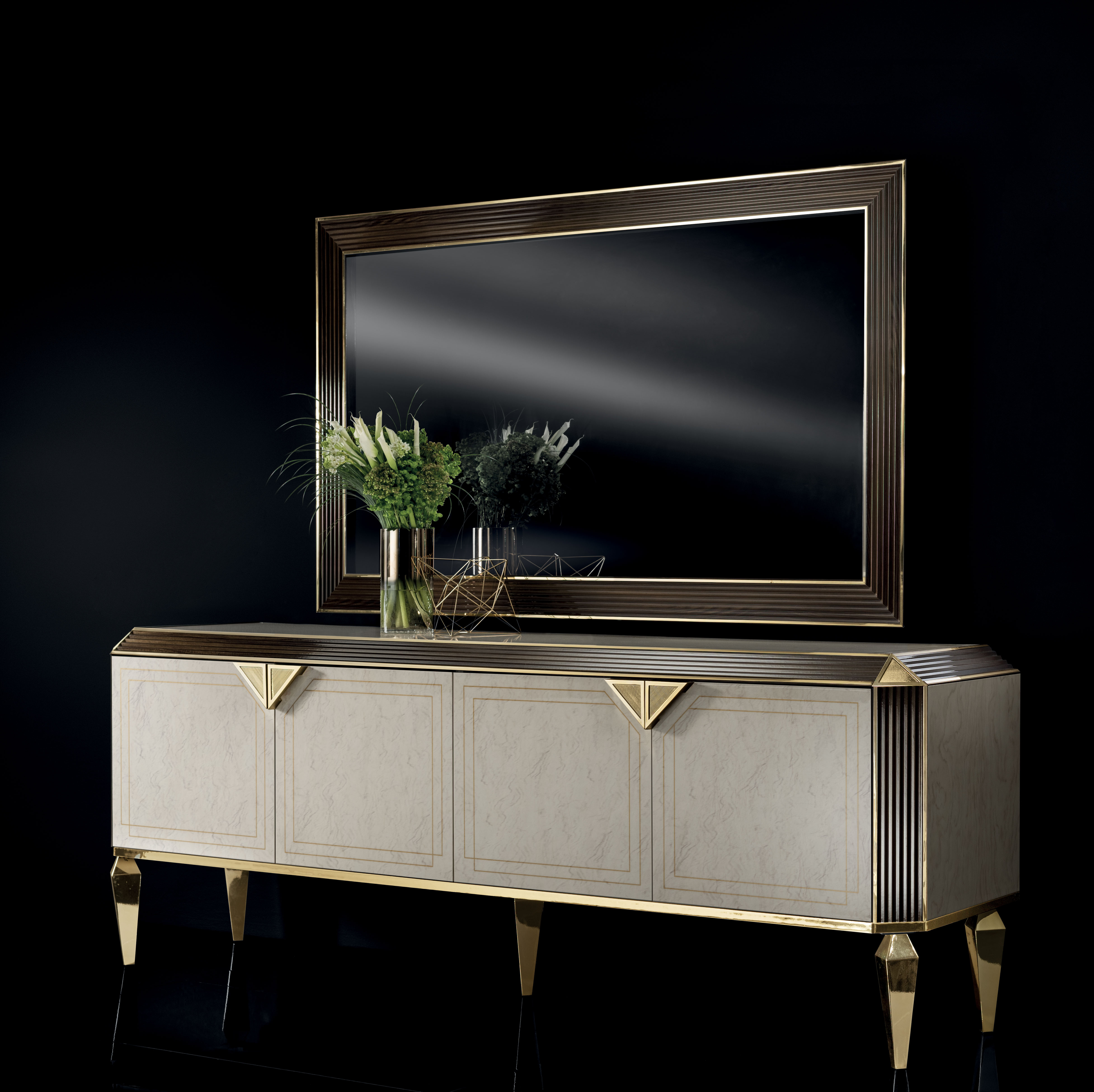 Wallunits Hallway Console tables and Mirrors Diamante Buffet & Mirror by Arredoclassic