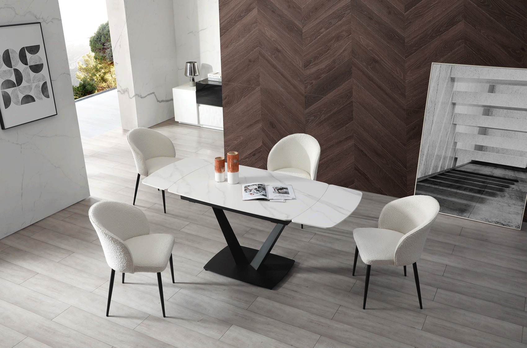 Bedroom Furniture Modern Bedrooms QS and KS 109 Dining Table with 2107 Chairs