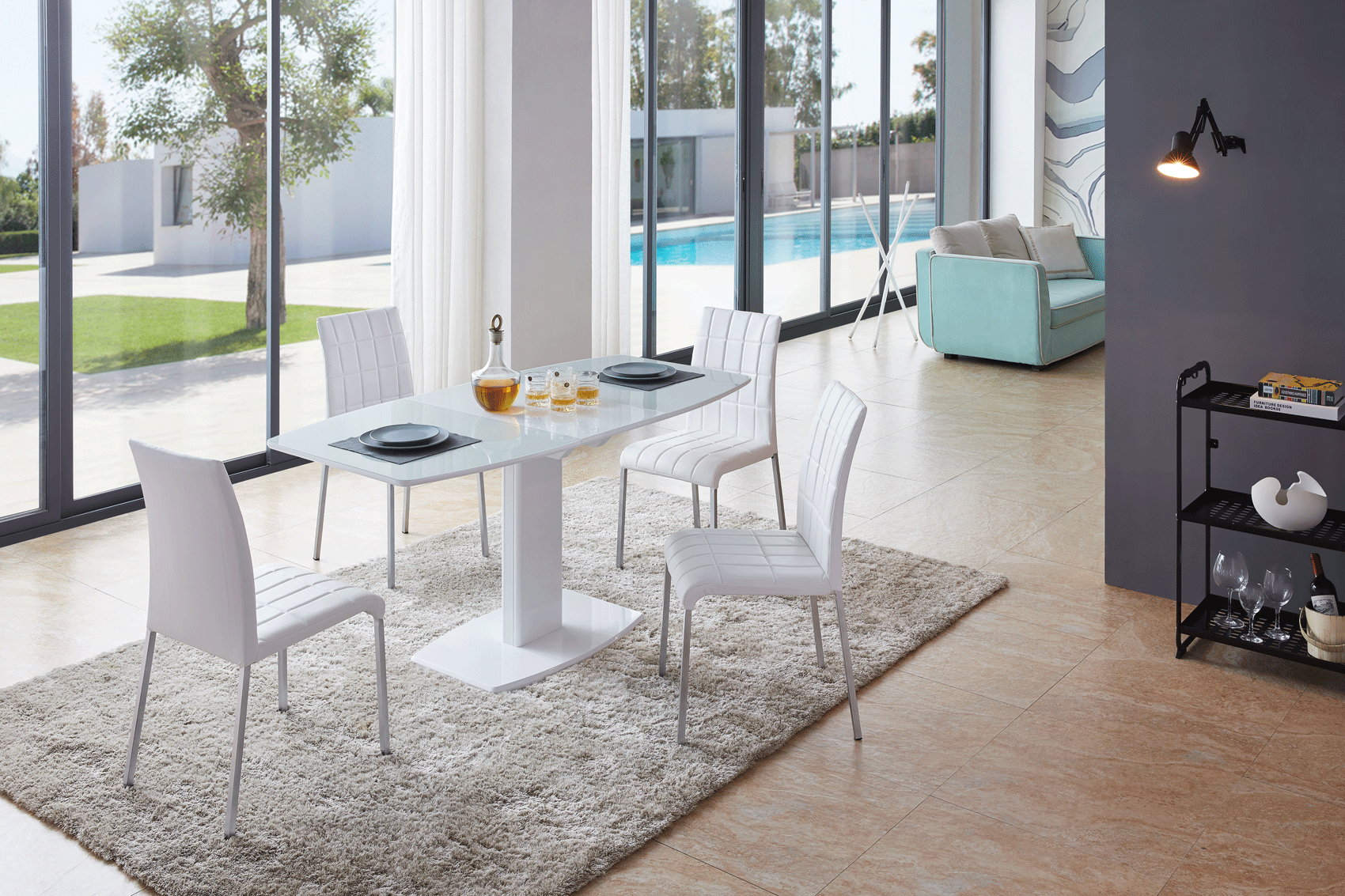 Dining Room Furniture Marble-Look Tables 2396 Table with extention and 3450 Chairs