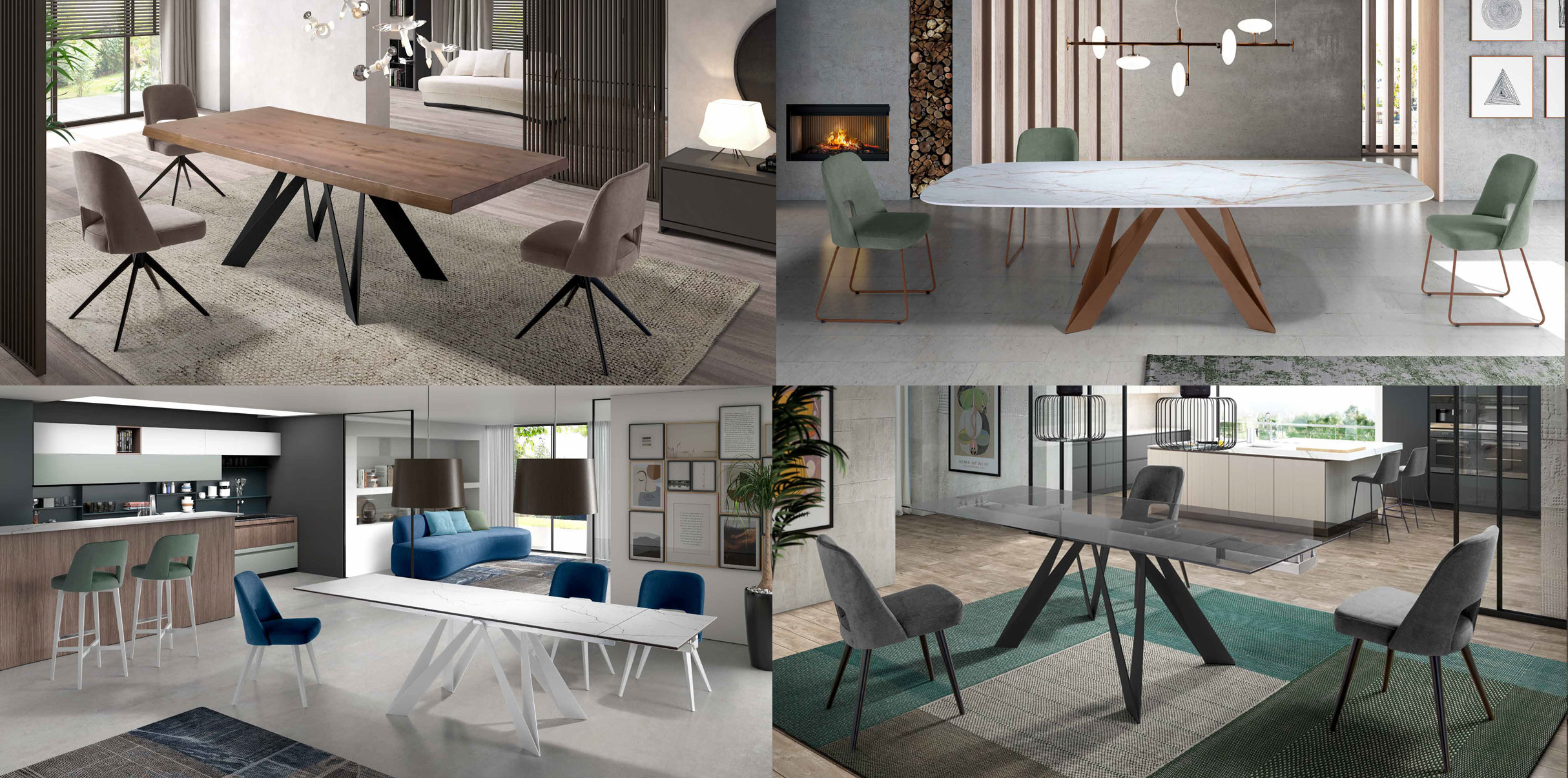 Dining Room Furniture Marble-Look Tables Batta Dining tables with Emma chairs