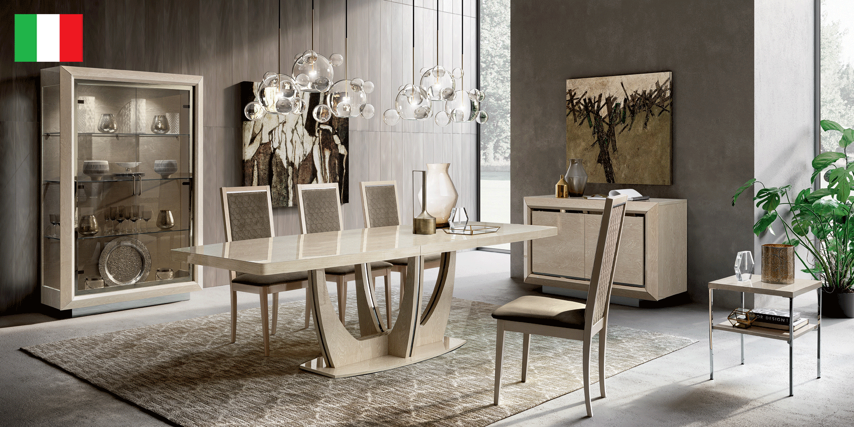 Brands Camel Classic Collection, Italy Elite Dining Ivory with Ambra “Rombi” Chairs